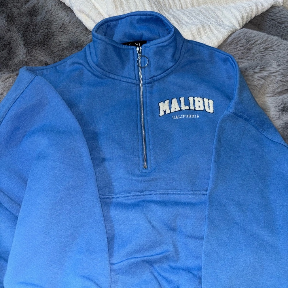 Malibu Blue Zip Up Top with High Collar